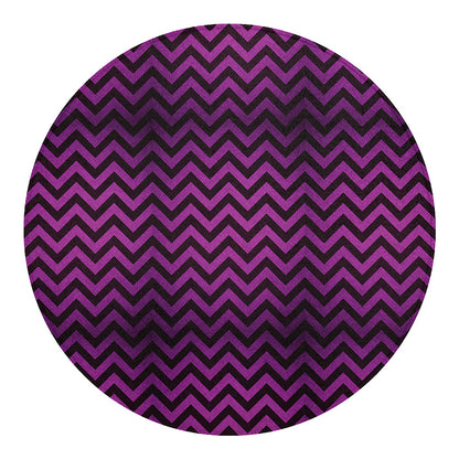 Purple And Black Chevron Pattern Print Round Blanket