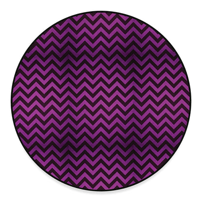 Purple And Black Chevron Pattern Print Round Floor Mat