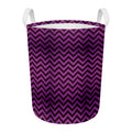 Purple And Black Chevron Pattern Print Round Laundry Basket