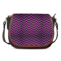 Purple And Black Chevron Pattern Print Saddle Bag
