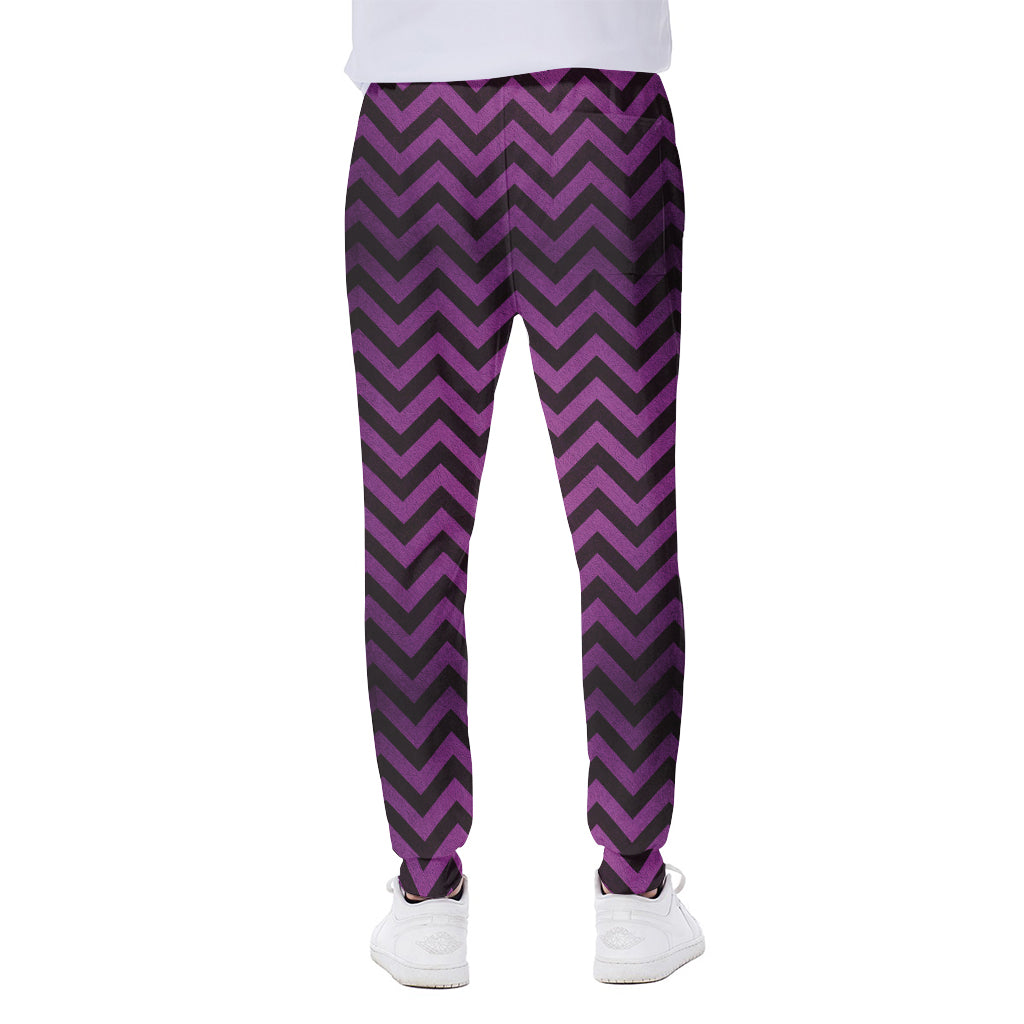Purple And Black Chevron Pattern Print Scuba Joggers
