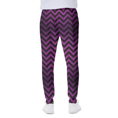 Purple And Black Chevron Pattern Print Scuba Joggers
