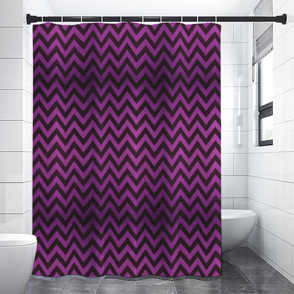 Purple And Black Chevron Pattern Print Shower Curtain