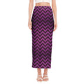 Purple And Black Chevron Pattern Print Side Slit Maxi Skirt