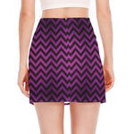 Purple And Black Chevron Pattern Print Side Slit Mini Skirt