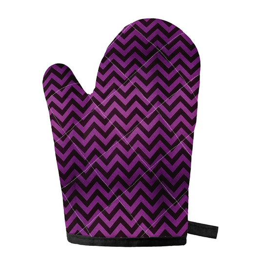 Purple And Black Chevron Pattern Print Single Oven Mitt