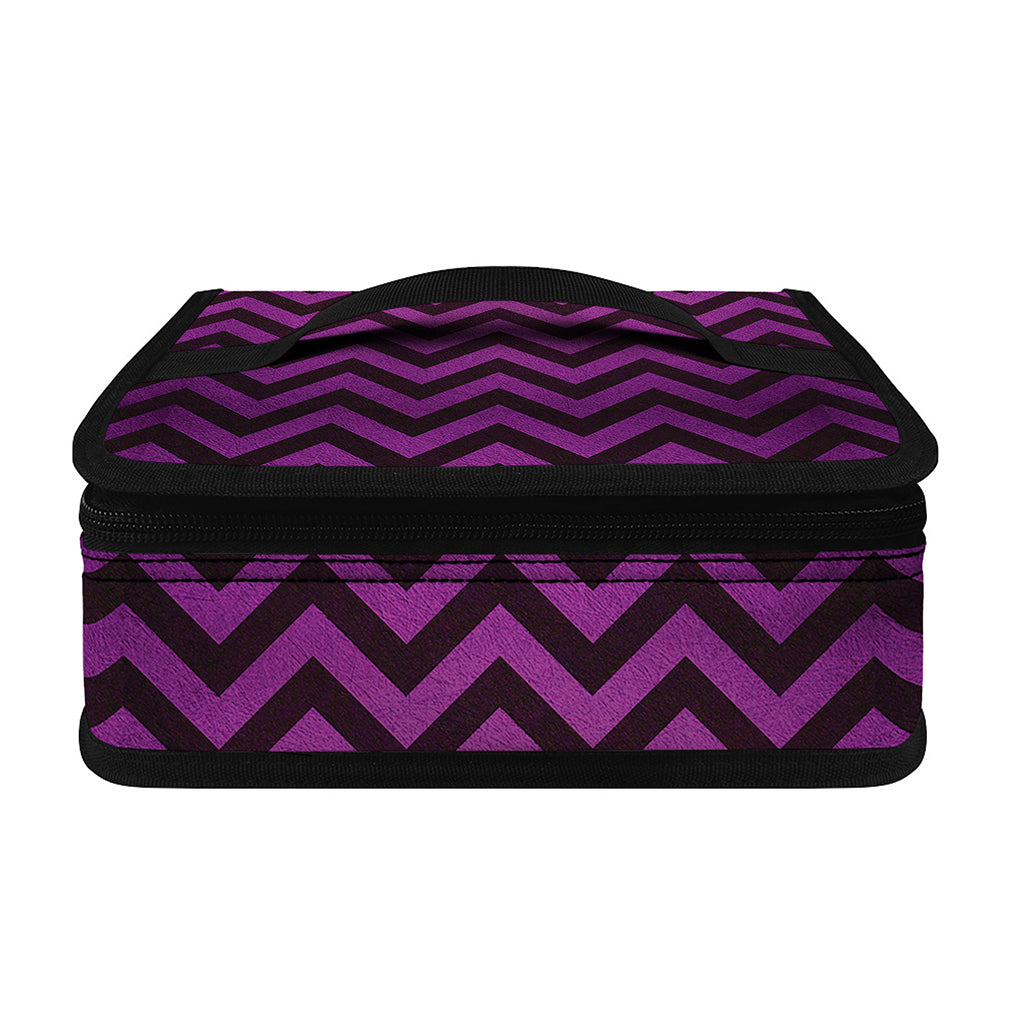 Purple And Black Chevron Pattern Print Small Lunch Bag