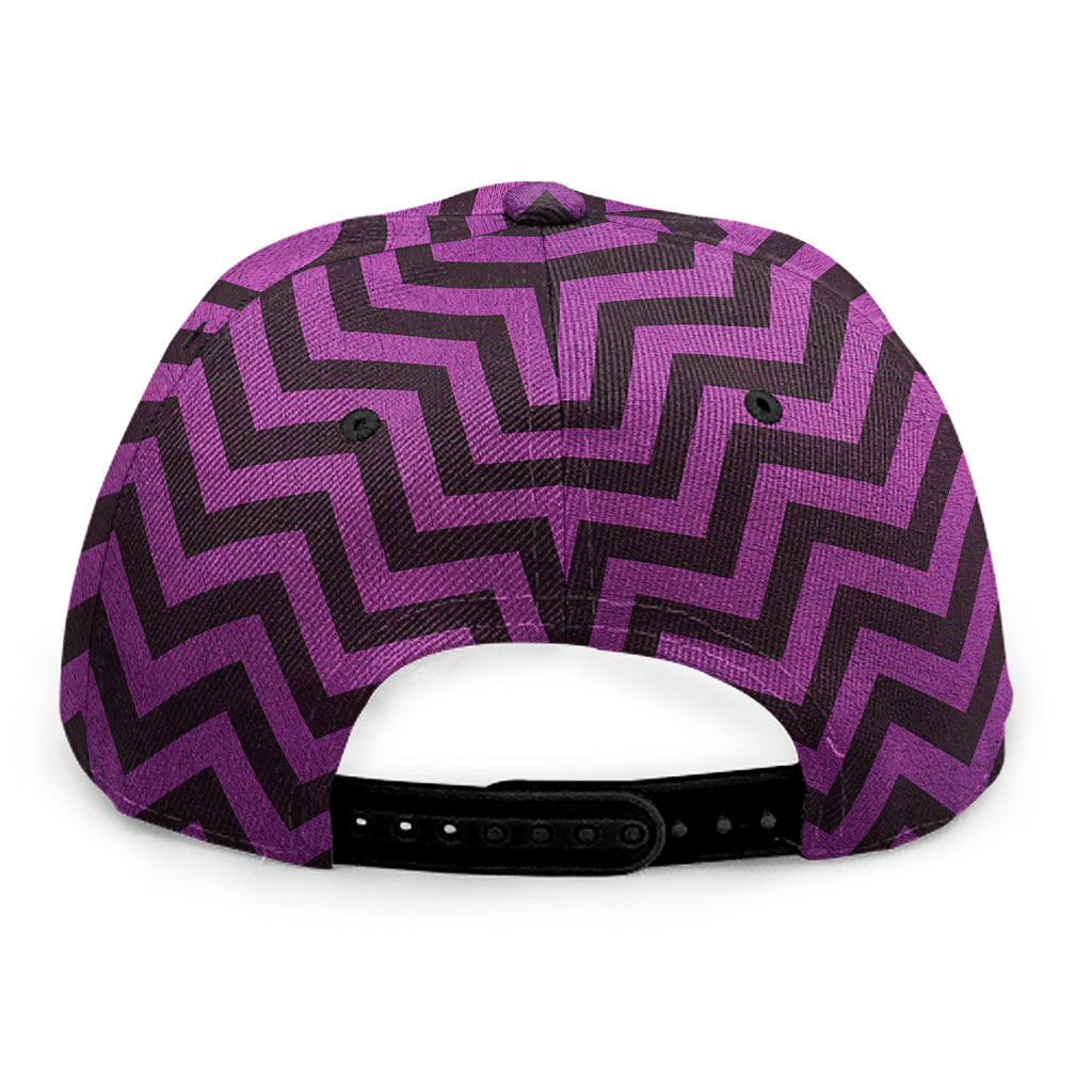 Purple And Black Chevron Pattern Print Snapback Cap