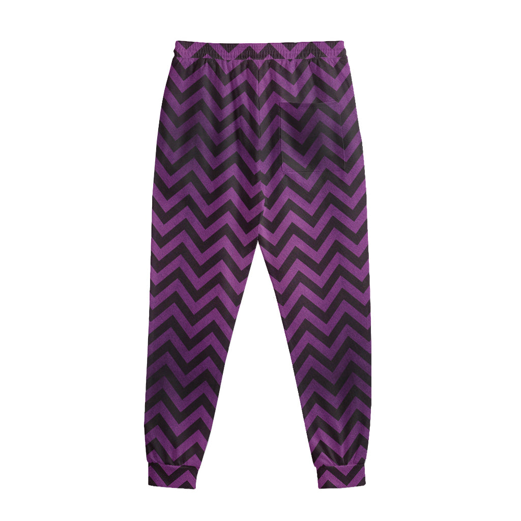 Purple And Black Chevron Pattern Print Sweatpants