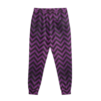 Purple And Black Chevron Pattern Print Sweatpants