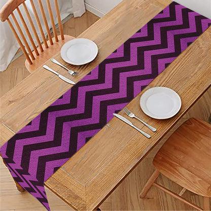 Purple And Black Chevron Pattern Print Table Runner