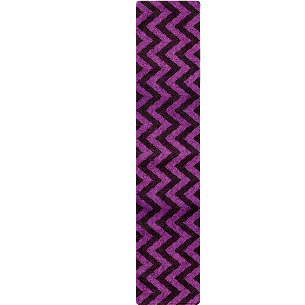 Purple And Black Chevron Pattern Print Table Runner