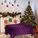 Purple And Black Chevron Pattern Print Tablecloth
