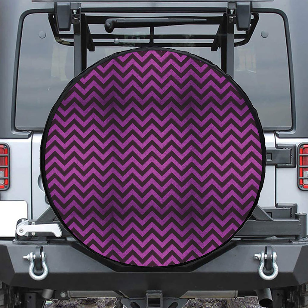 Purple And Black Chevron Pattern Print Tire Cover