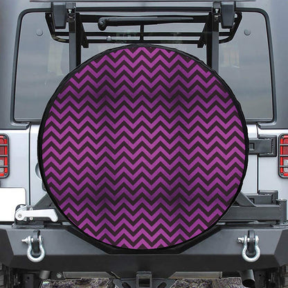 Purple And Black Chevron Pattern Print Tire Cover
