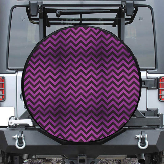 Purple And Black Chevron Pattern Print Tire Cover