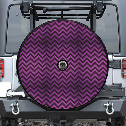 Purple And Black Chevron Pattern Print Tire Cover With Camera Hole