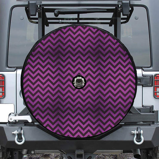 Purple And Black Chevron Pattern Print Tire Cover With Camera Hole