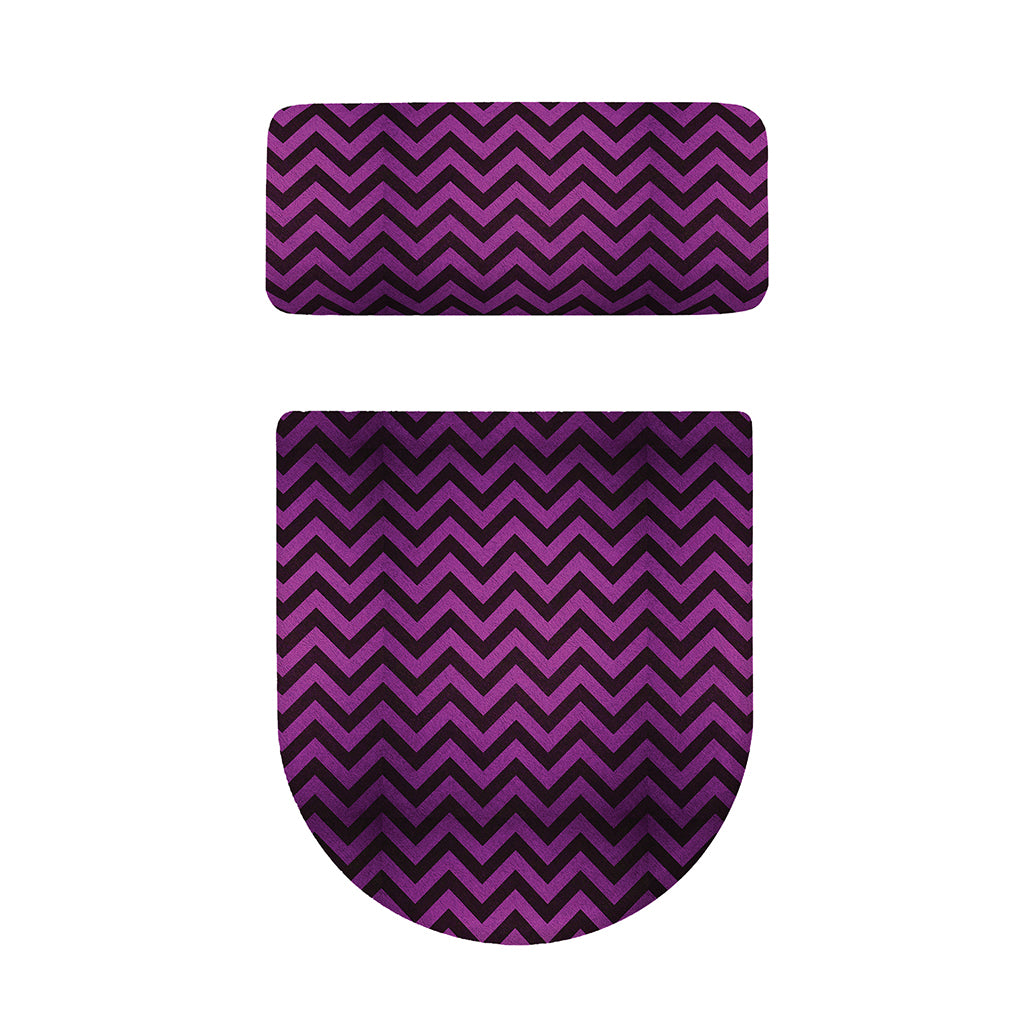 Purple And Black Chevron Pattern Print Toilet Lid And Tank Cover Set