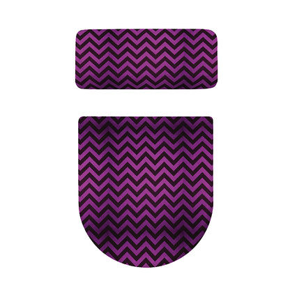 Purple And Black Chevron Pattern Print Toilet Lid And Tank Cover Set