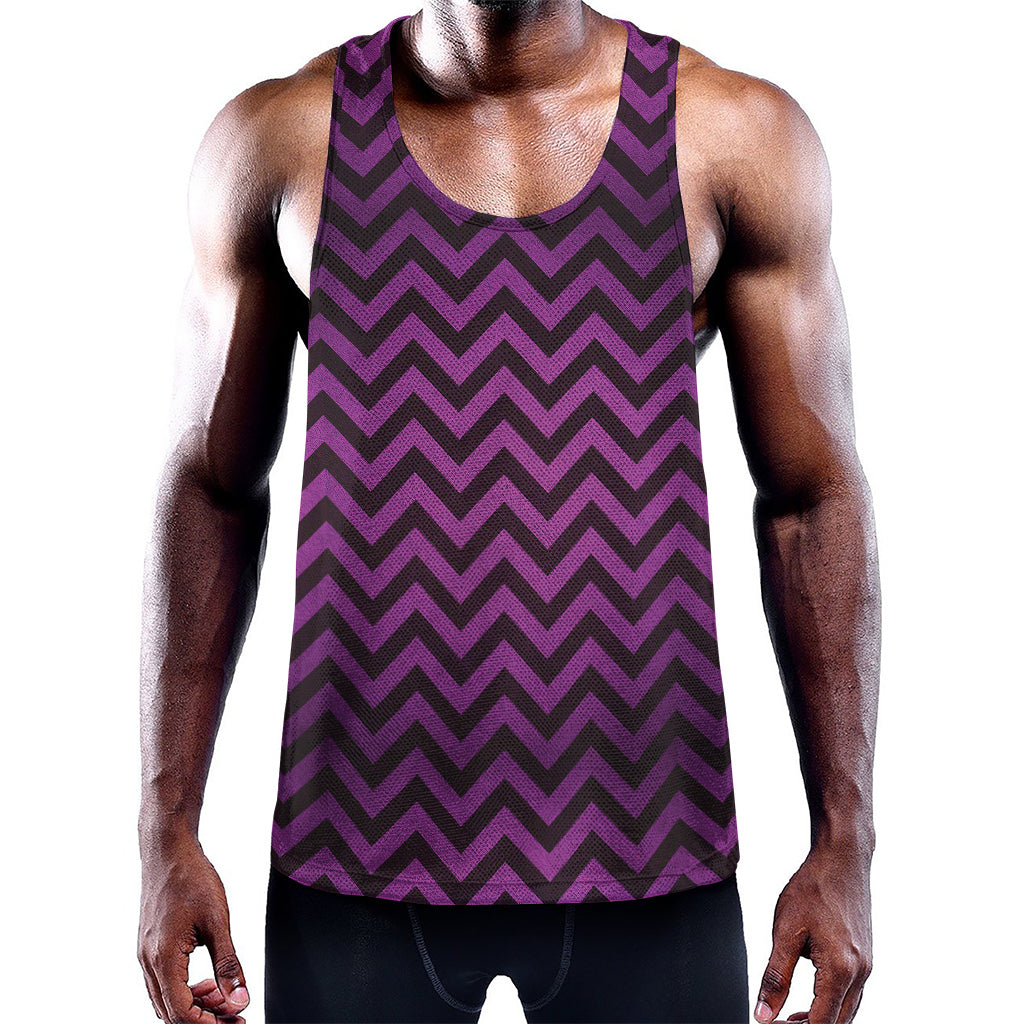 Purple And Black Chevron Pattern Print Training Tank Top