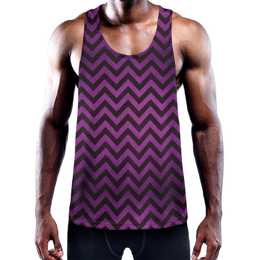 Purple And Black Chevron Pattern Print Training Tank Top
