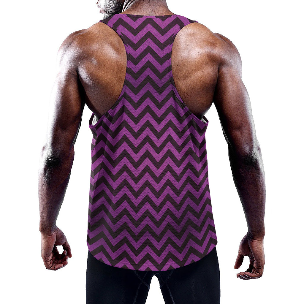 Purple And Black Chevron Pattern Print Training Tank Top