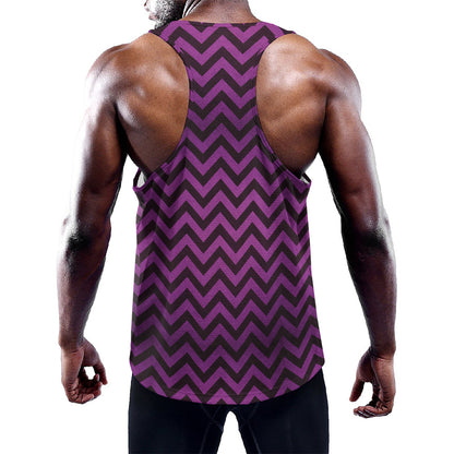 Purple And Black Chevron Pattern Print Training Tank Top