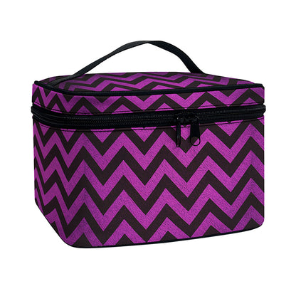 Purple And Black Chevron Pattern Print Travel Makeup Bag