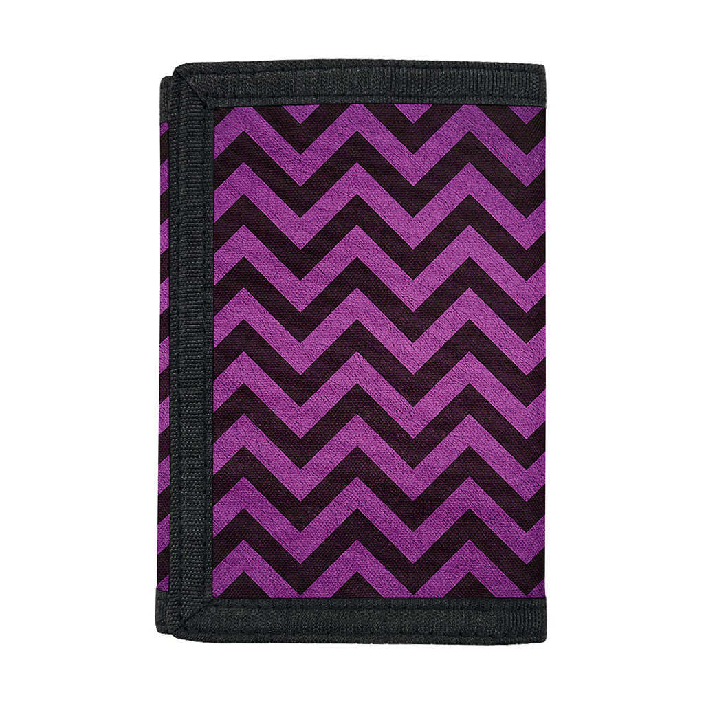 Purple And Black Chevron Pattern Print Trifold Wallet