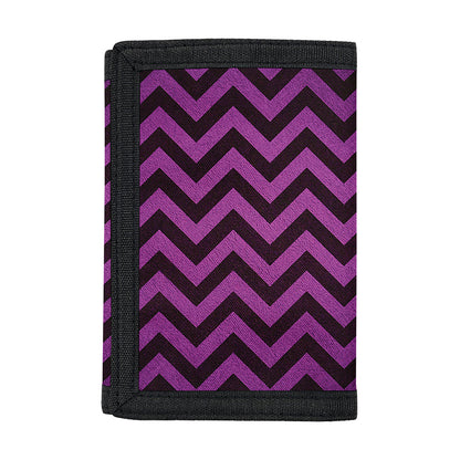 Purple And Black Chevron Pattern Print Trifold Wallet