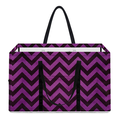 Purple And Black Chevron Pattern Print Utility Tote Bag