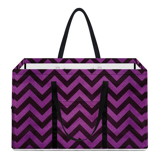 Purple And Black Chevron Pattern Print Utility Tote Bag