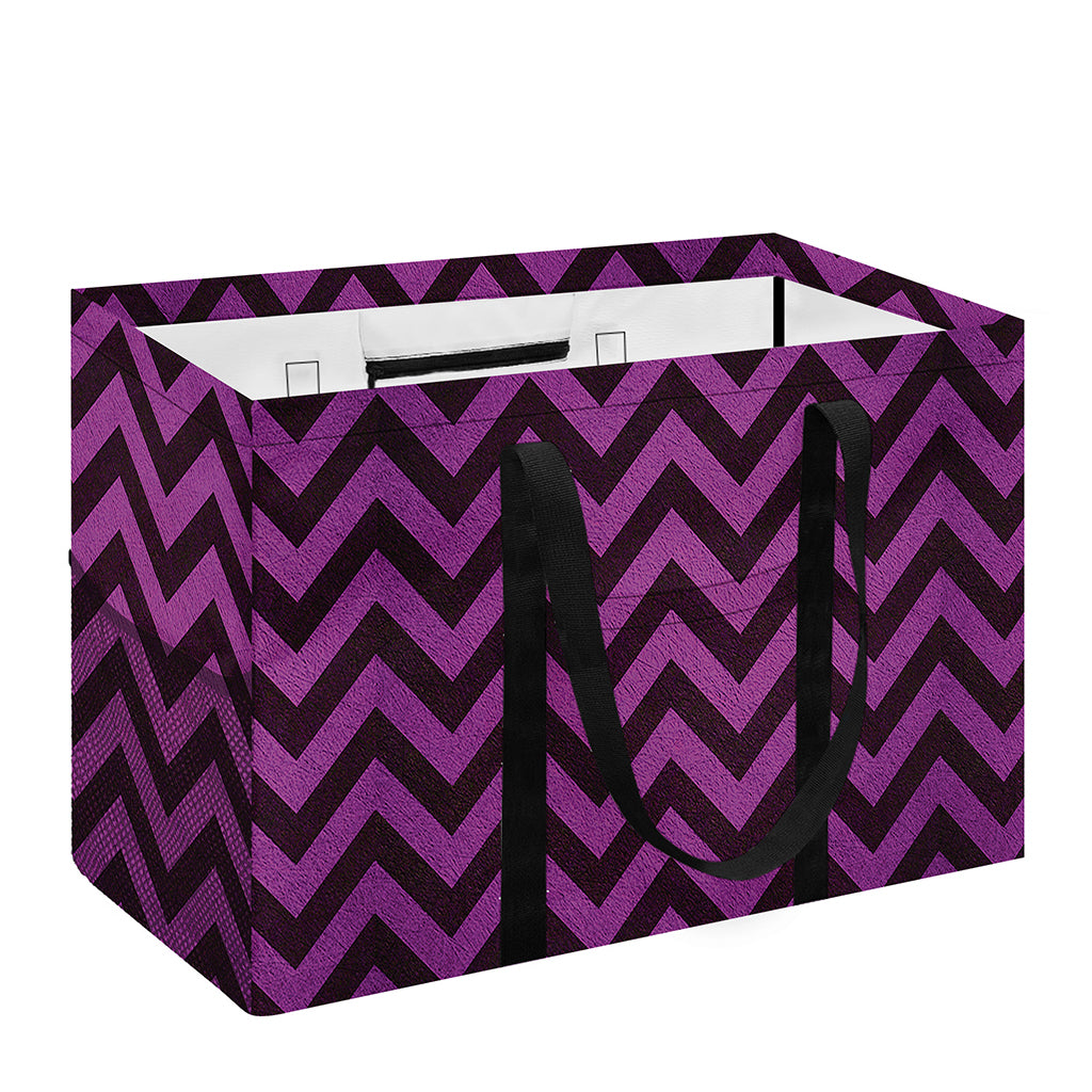 Purple And Black Chevron Pattern Print Utility Tote Bag