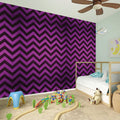 Purple And Black Chevron Pattern Print Wall Sticker