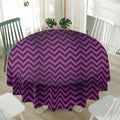 Purple And Black Chevron Pattern Print Waterproof Round Tablecloth