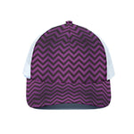 Purple And Black Chevron Pattern Print White Mesh Trucker Cap