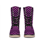 Purple And Black Chevron Pattern Print Winter Boots