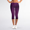 Purple And Black Chevron Pattern Print Women's Capri Leggings