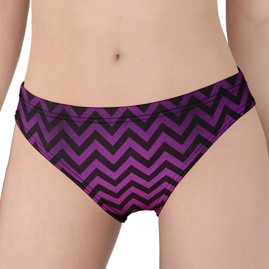 Purple And Black Chevron Pattern Print Women's Panties