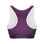 Purple And Black Chevron Pattern Print Women's Sports Bra