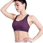 Purple And Black Chevron Pattern Print Women's Sports Bra