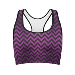 Purple And Black Chevron Pattern Print Women's Sports Bra