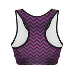Purple And Black Chevron Pattern Print Women's Sports Bra