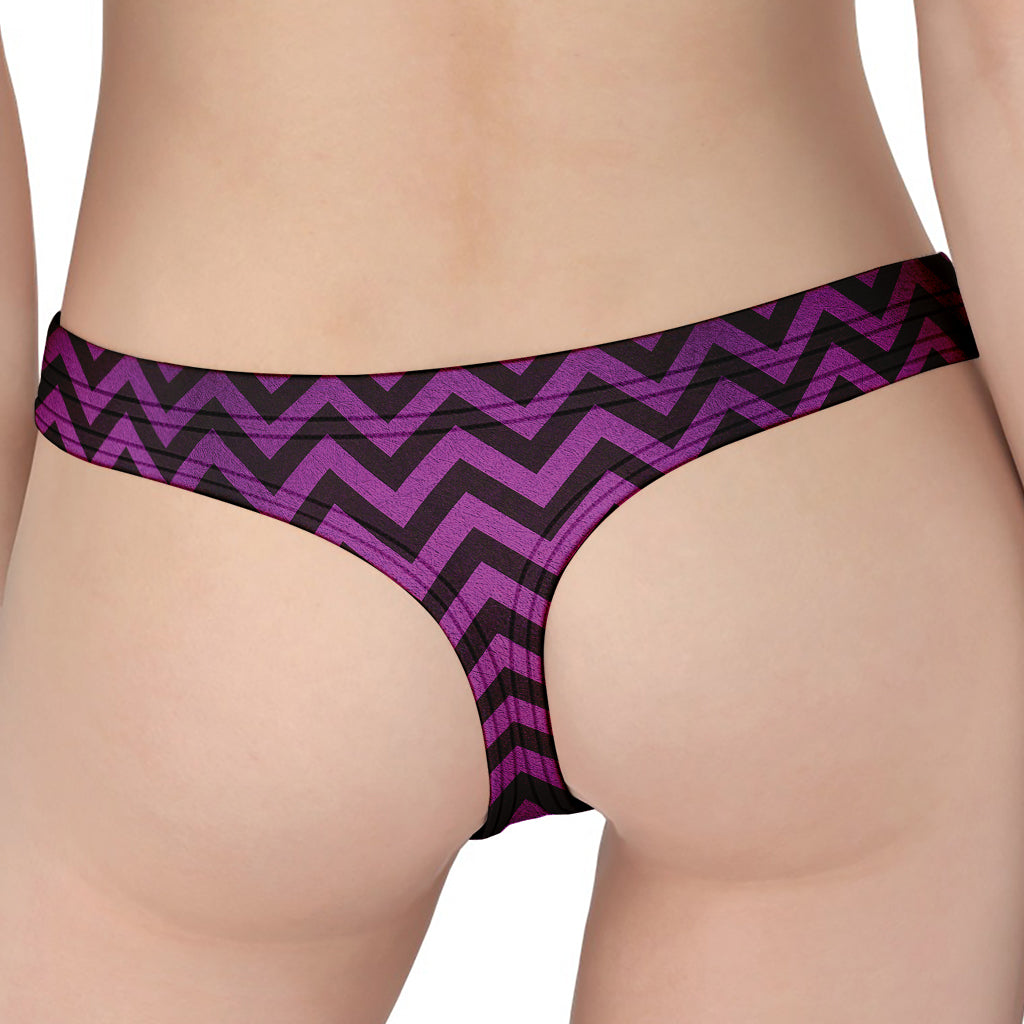 Purple And Black Chevron Pattern Print Women's Thong