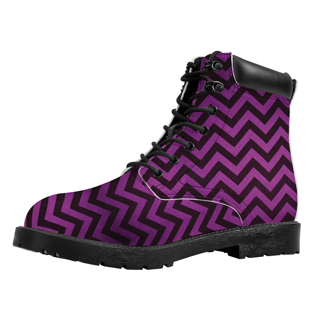Purple And Black Chevron Pattern Print Work Boots