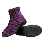 Purple And Black Chevron Pattern Print Work Boots