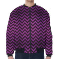 Purple And Black Chevron Pattern Print Zip Sleeve Bomber Jacket