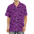 Purple And Black Halloween Bat Print Aloha Shirt