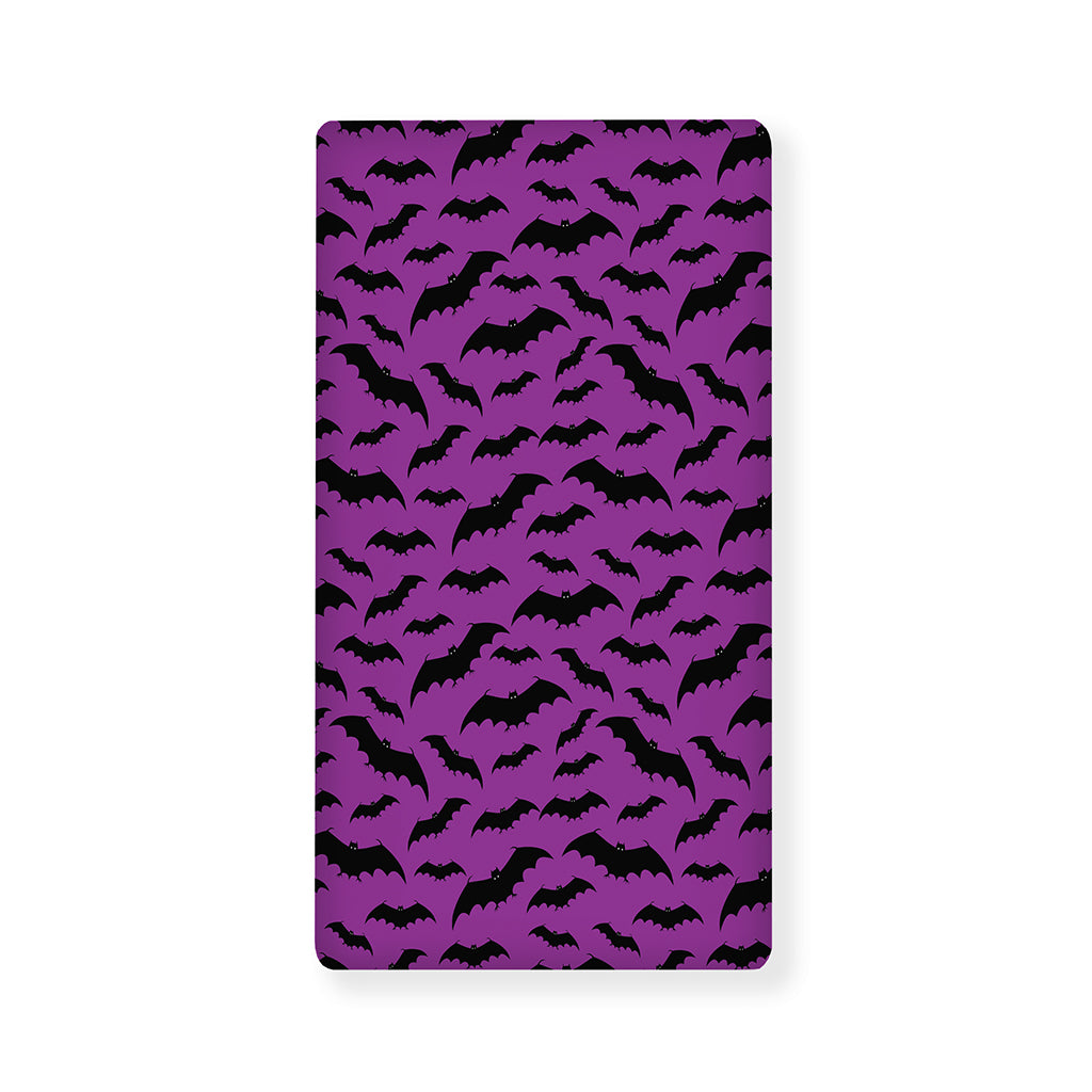 Purple And Black Halloween Bat Print Baby Crib Sheet